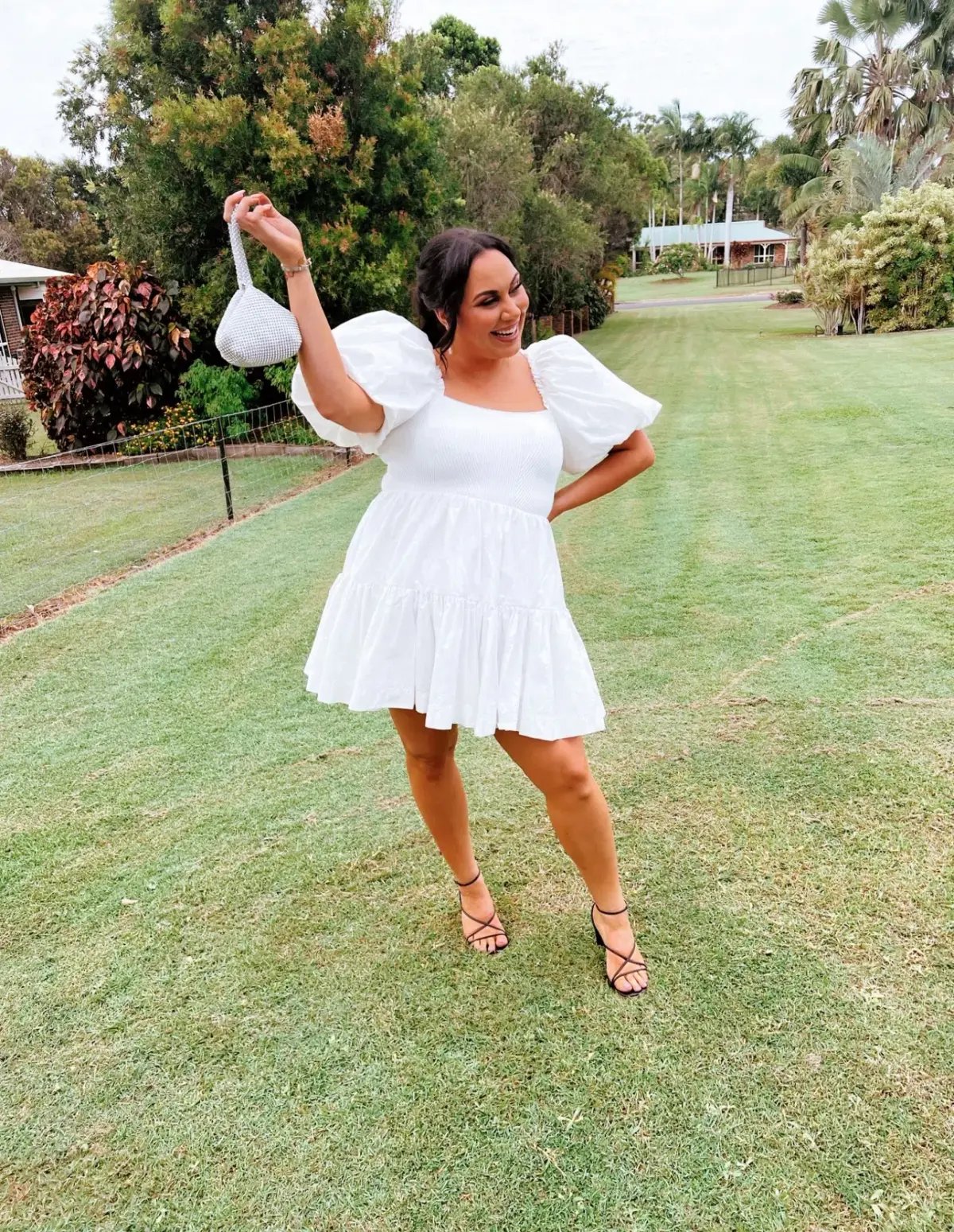 Aje Casa Puff Sleeve Mini Dress Ivory Size 12 photo 3