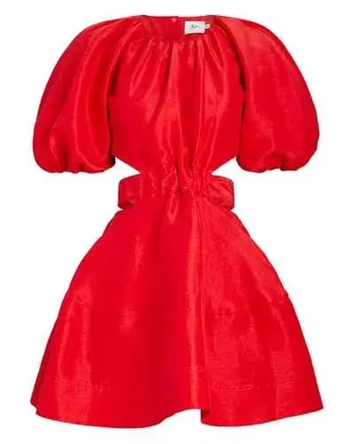 Aje Psychedelia Cutout Mini Dress Red Size 14 photo 4