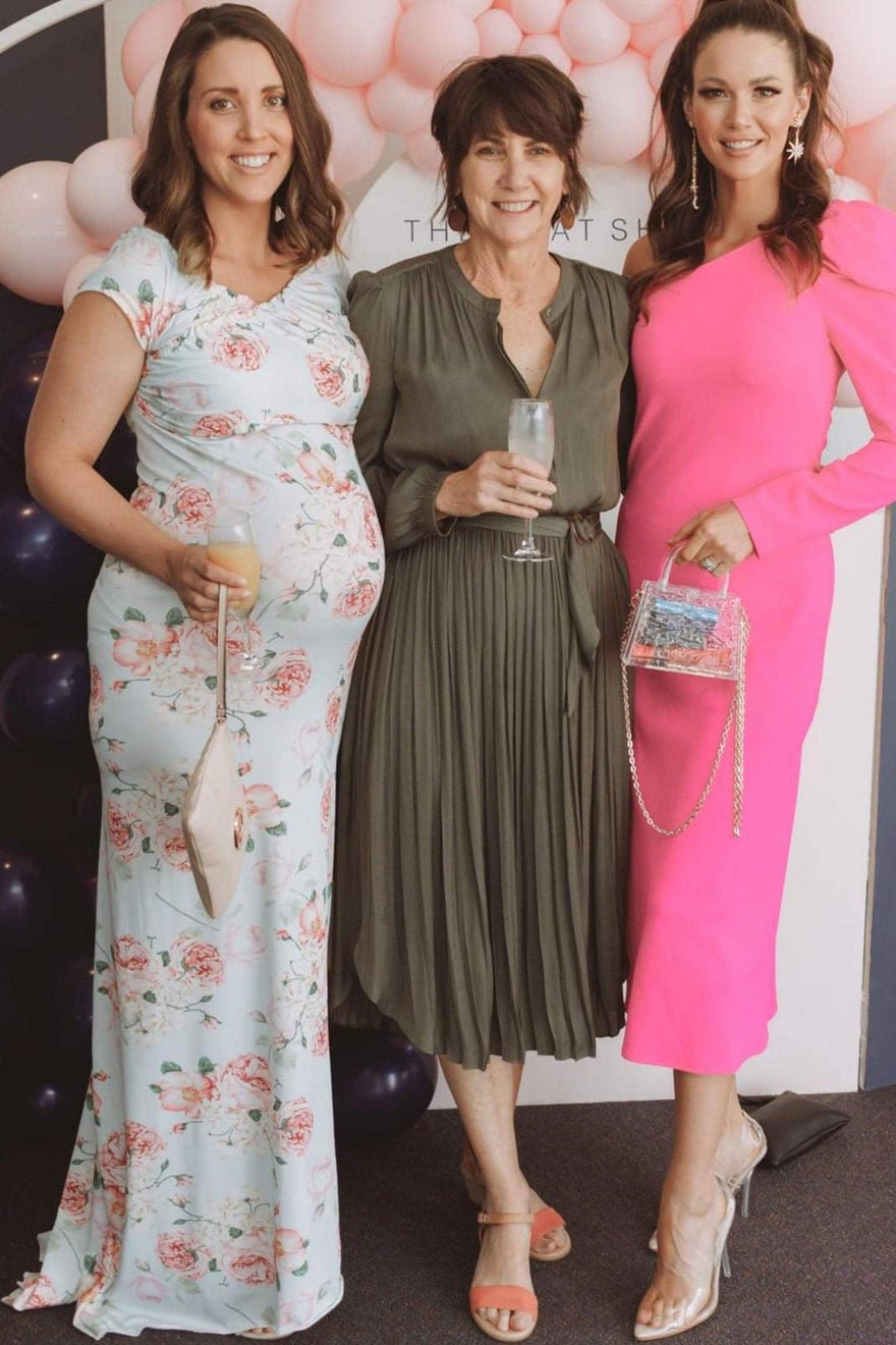 Mama Rentals Gracie Mint Floral Fitted Maxi Dress photo 4