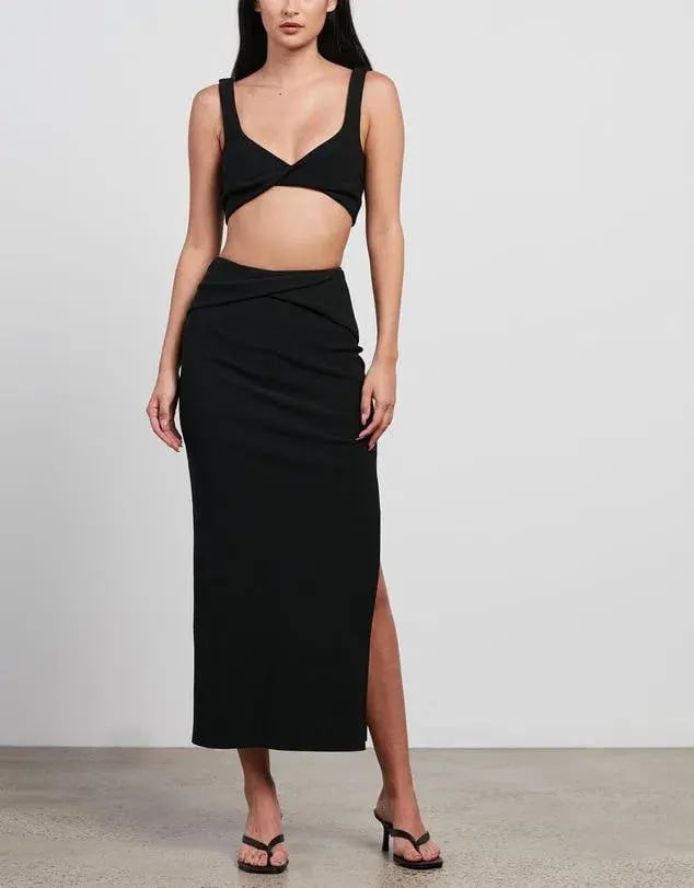 Bec & Bridge Clover Crop Top Size 10 and Midi Skirt Size 8 Set Black photo 3