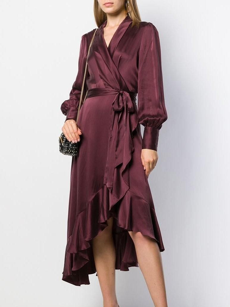 Zimmermann Espionage Wrap Dress Burgundy Size 1 /AU 10 photo 2
