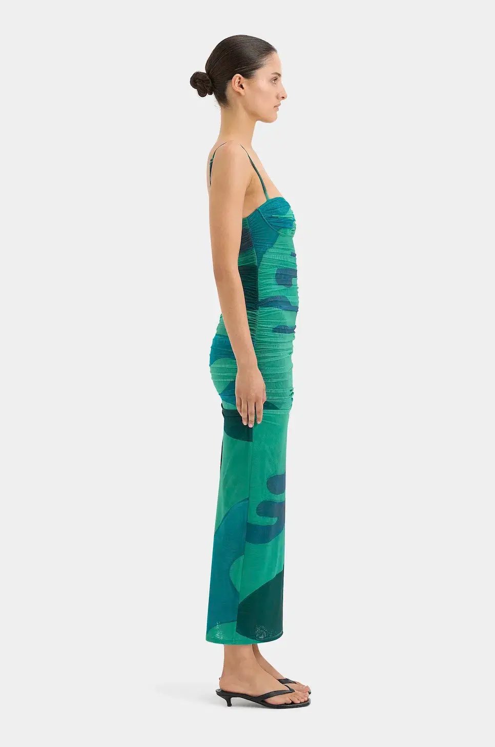 Sir the Label Frankie Gathered Midi Dress Emerald Reflection Size 12 photo 2