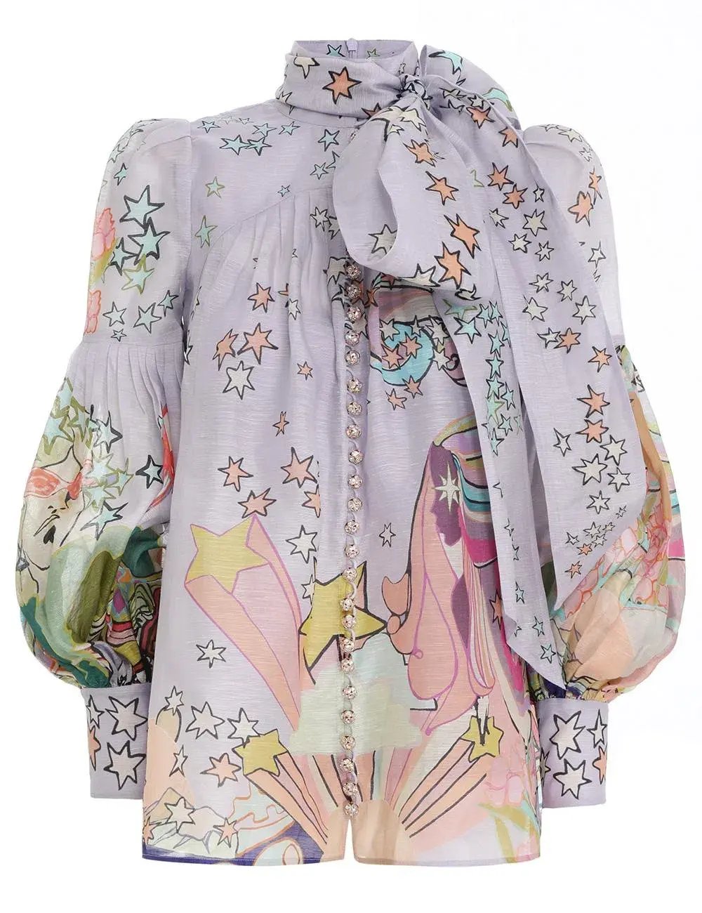Zimmermann Concert Necktie Blouse Print Size 1/Au 10 photo 2