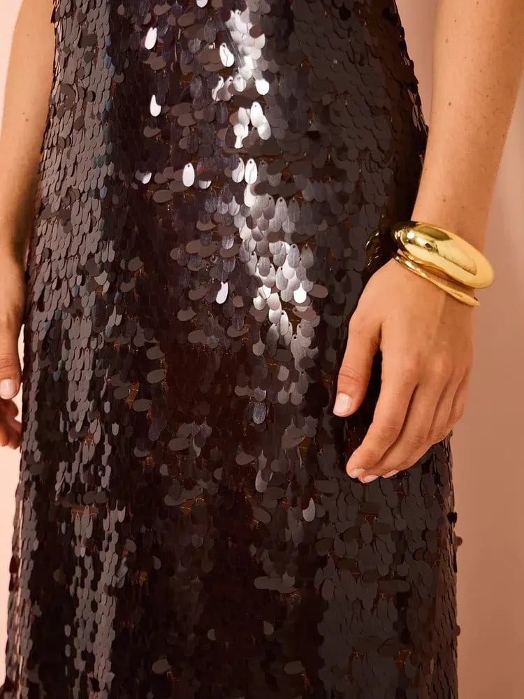 Alemais Geanie Sequin Gown Chocolate Brown Size 8 AU photo 10