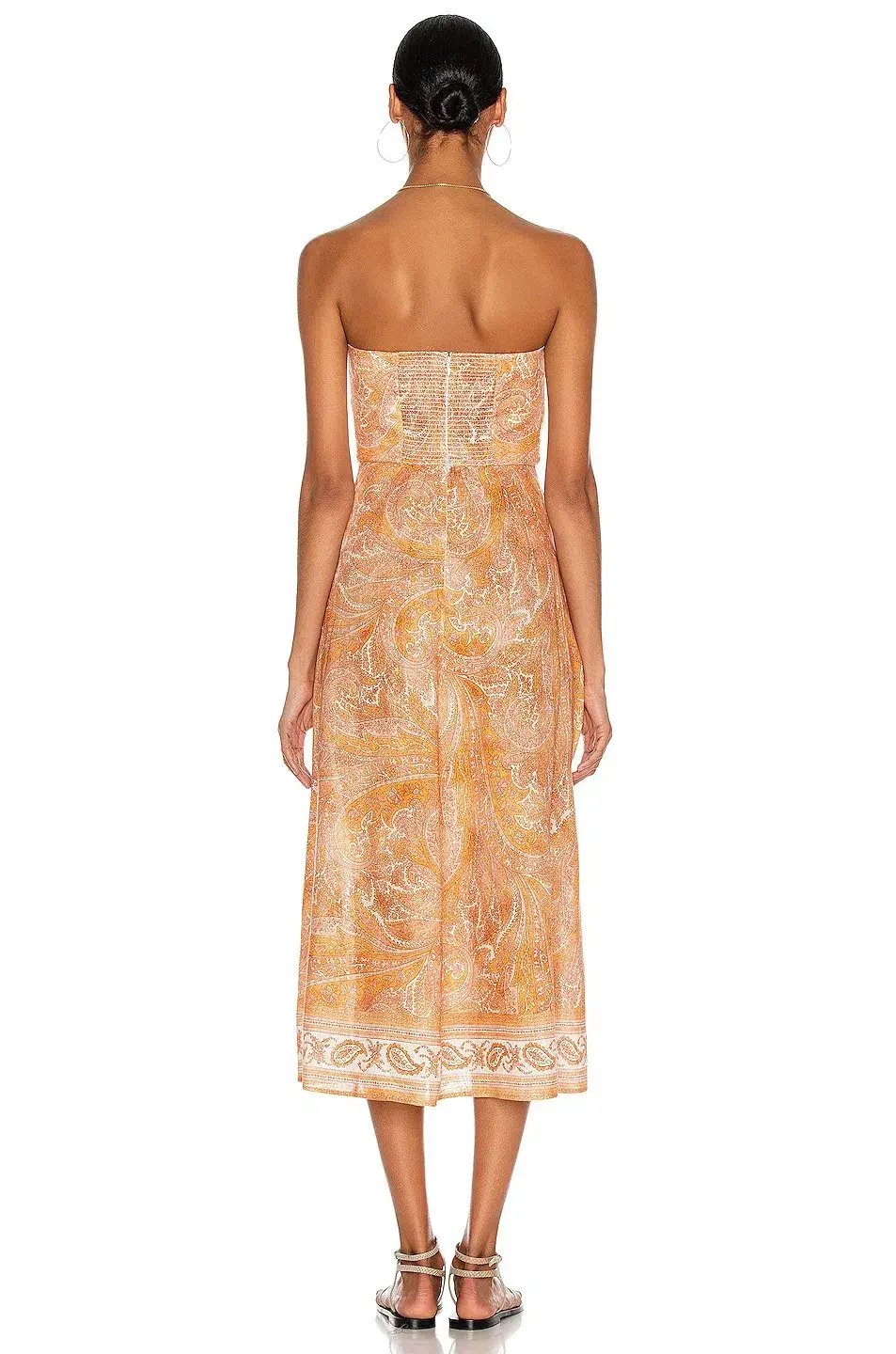 Zimmermann Brighton Tie Waist Midi Dress Tangerine Paisley Size 0 / AU 8 photo 2