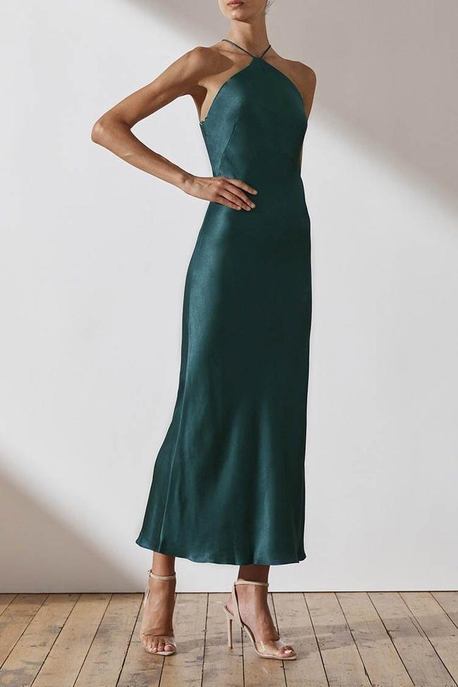Shona Joy Giselle Bias Dress Green Size 8 photo 2
