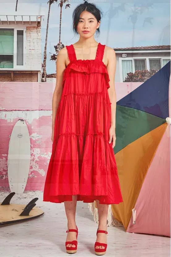 Trelise Cooper What's Flowing On Dress Red Size 12 photo 2