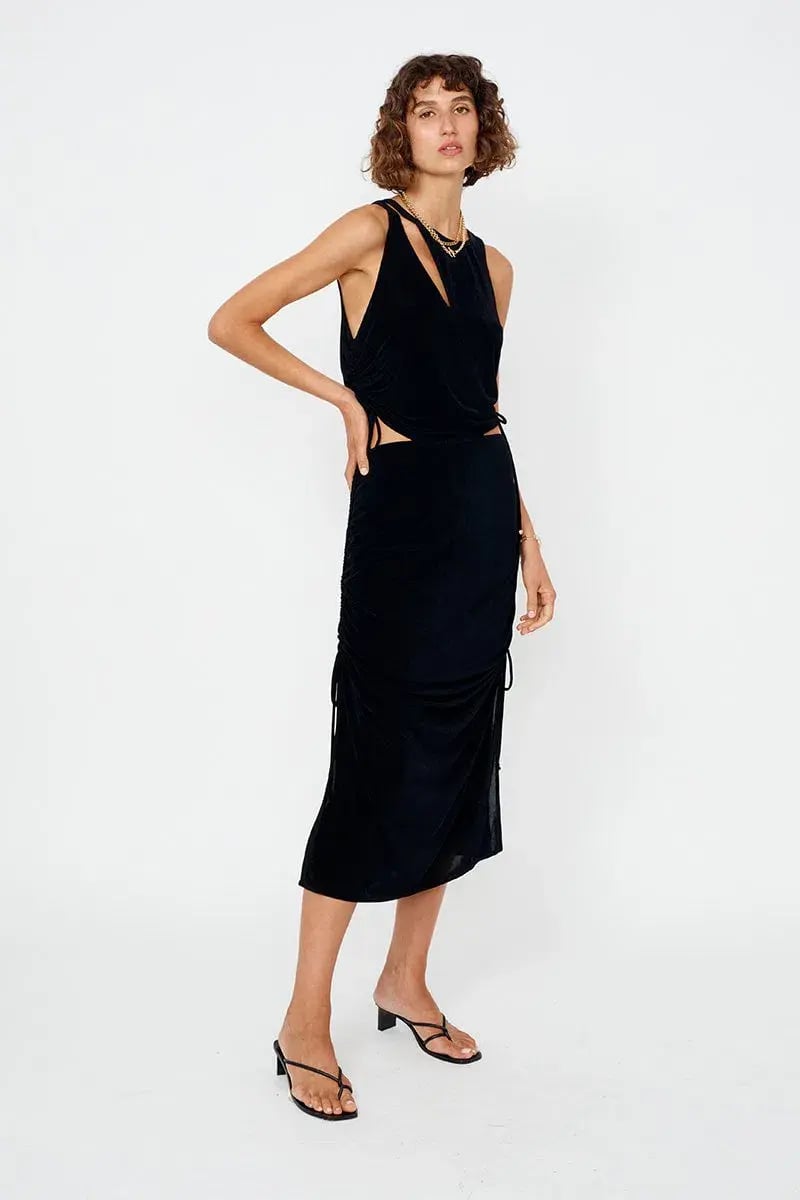 Suboo The Liz Rouched Midi Tank Dress Black Size XS / Au 6 photo 4