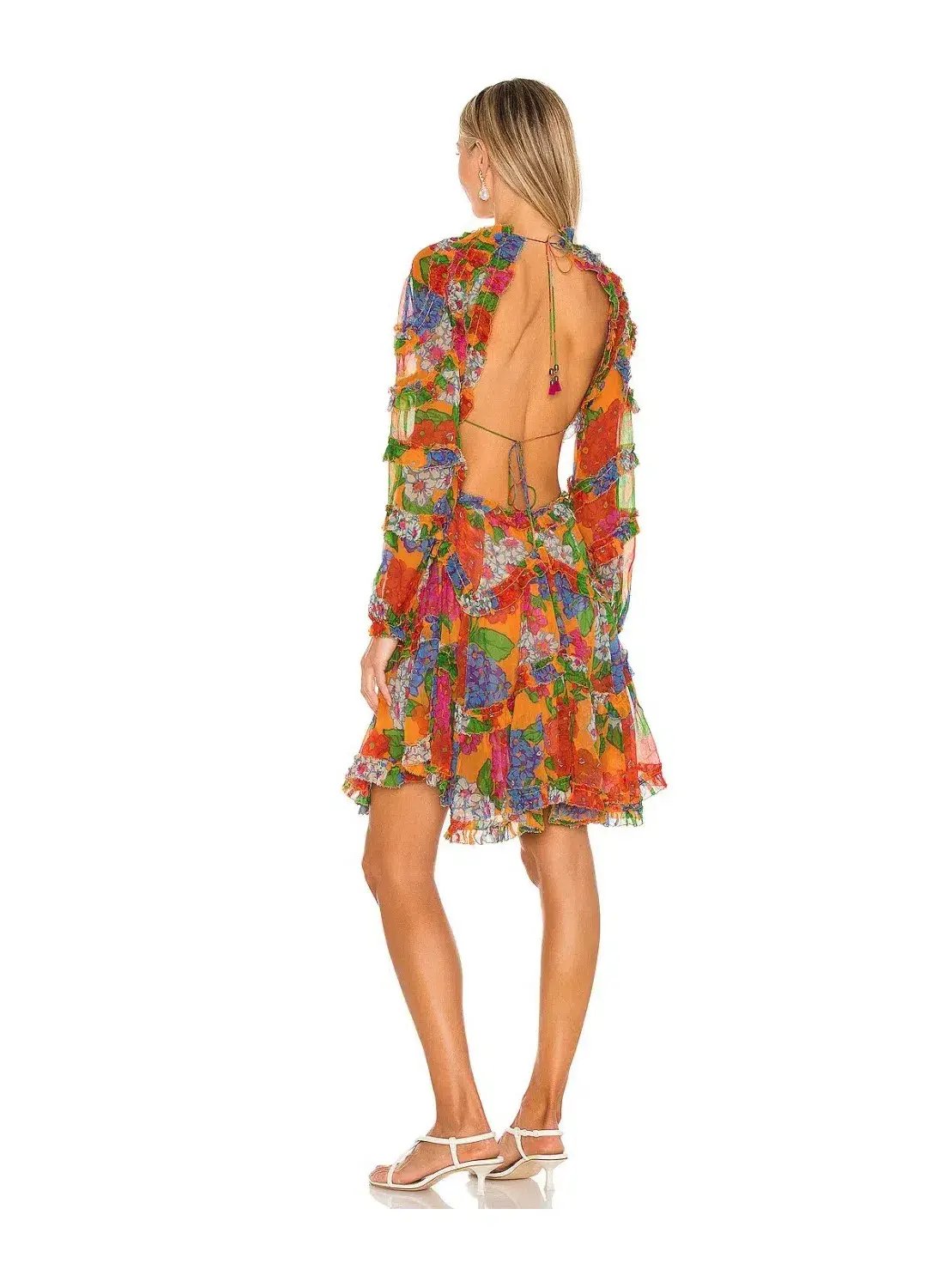 Zimmermann Riders Frill Mini Dress Mango Floral Orange Size 1 / AU 10 photo 2