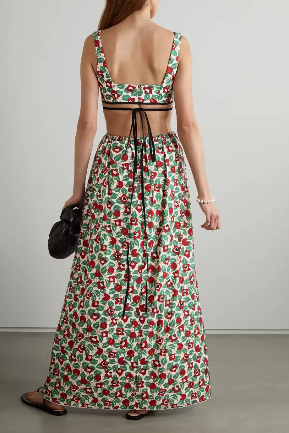 Agua by Agua Bendita Peonia Cutout Cotton Maxi Dress Floral Size 6 photo 2