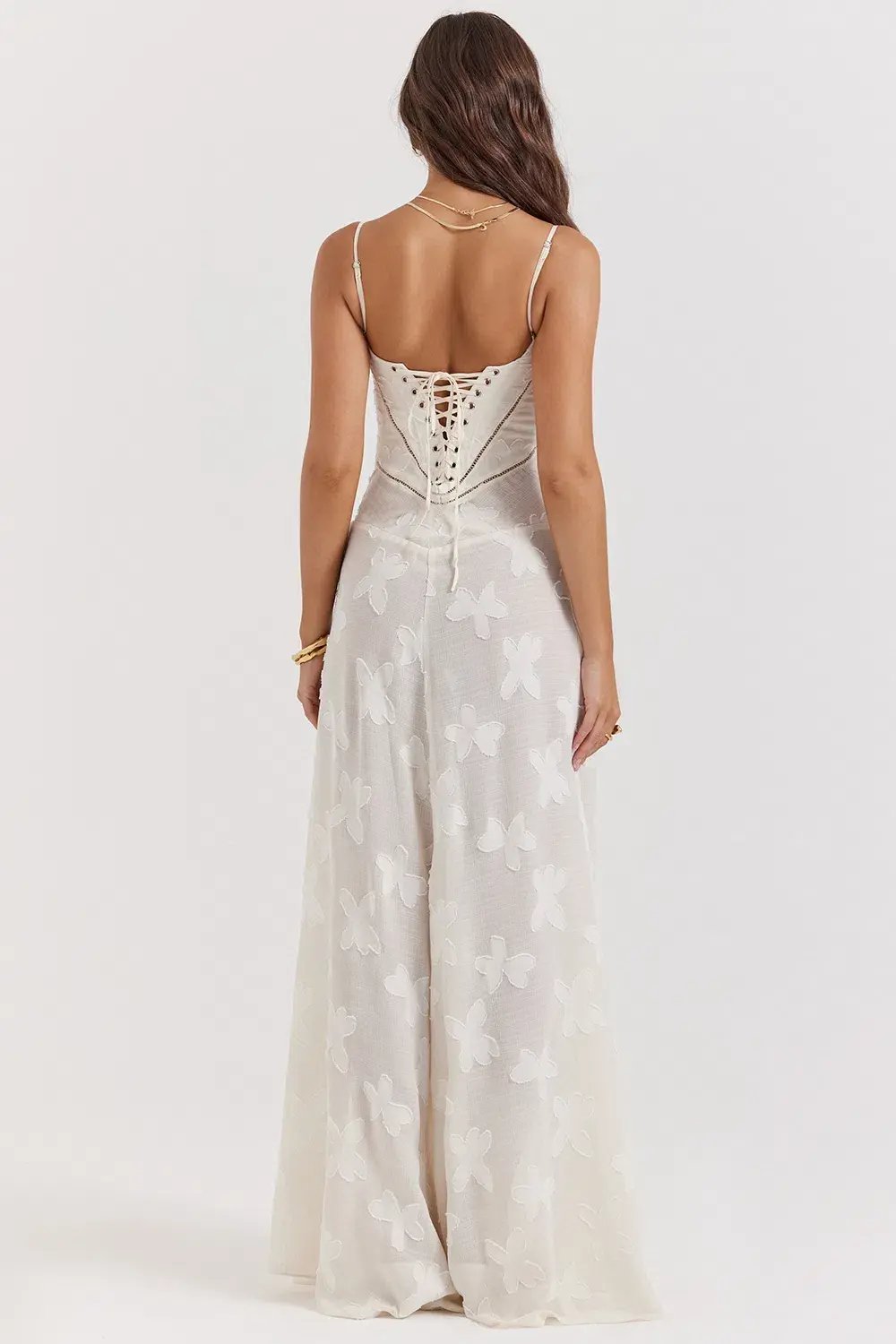 House Of CB Seren Lace Back Maxi Dress Vintage Cream Floral Size XS / AU 6 photo 2