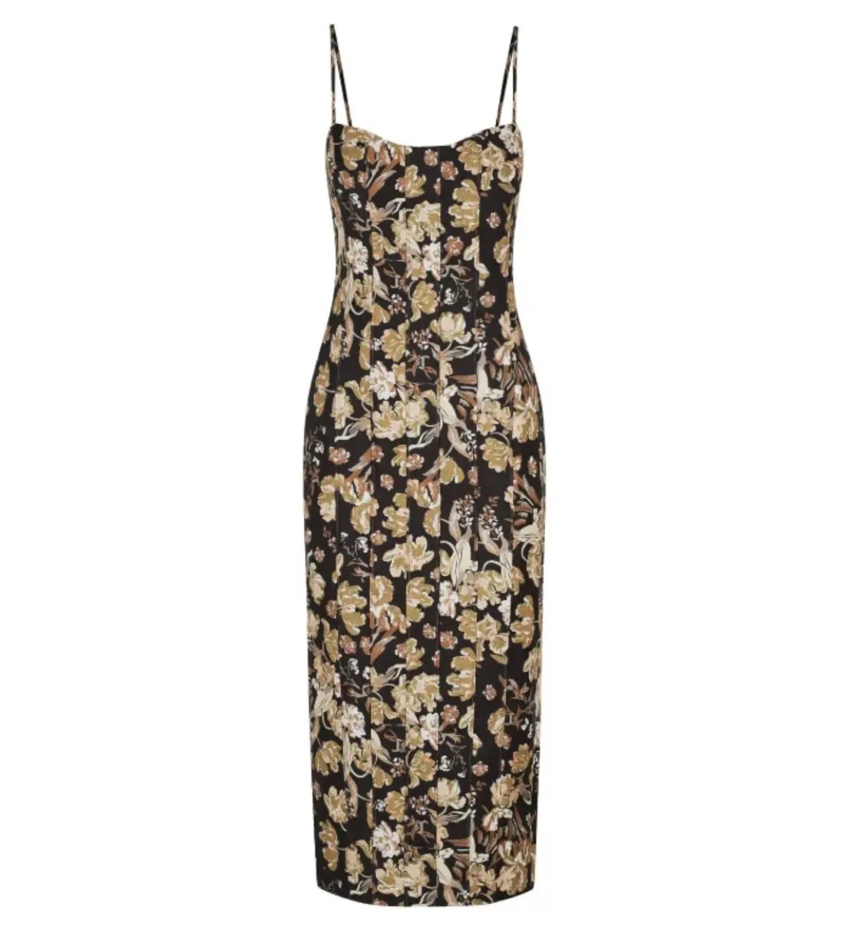 Shona Joy Palermo Linen Fitted Midi Dress Multi Floral Size 10 photo 4
