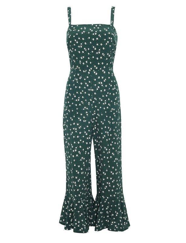 Faithfull the Brand Lea Jumpsuit Green Bettina Floral Print Size XS photo 6