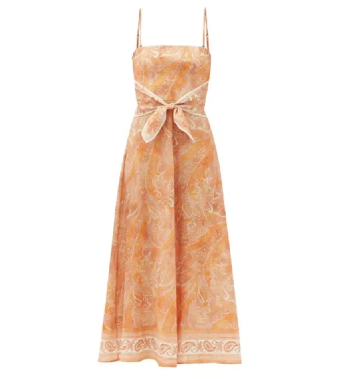 Zimmermann Brighton Tie-waist Paisley Midi Dress Orange/Print Size 0/Au 8 photo 3