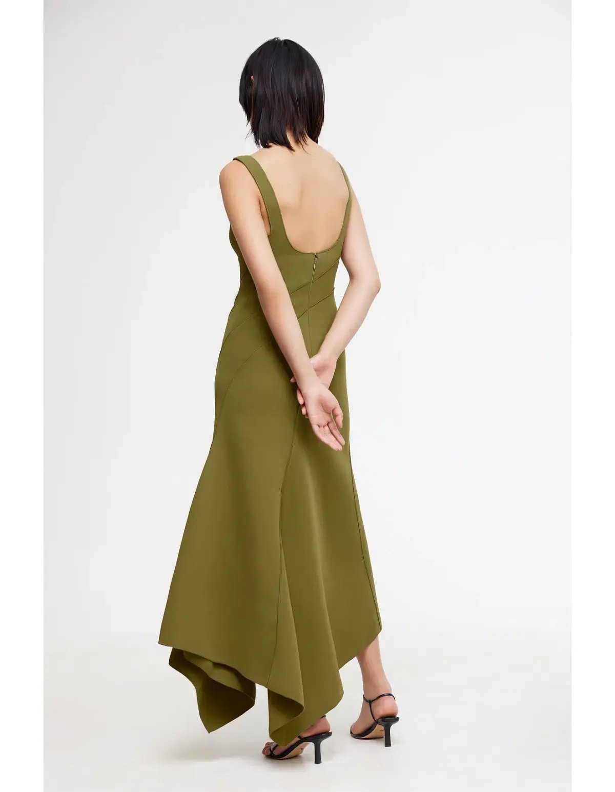 Acler Rowe Midi Dress in Olive Green Size 12 photo 2