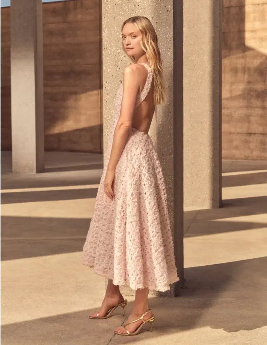 Aje Quintette Backless Midi Dress Pink Size AU 12 photo 3