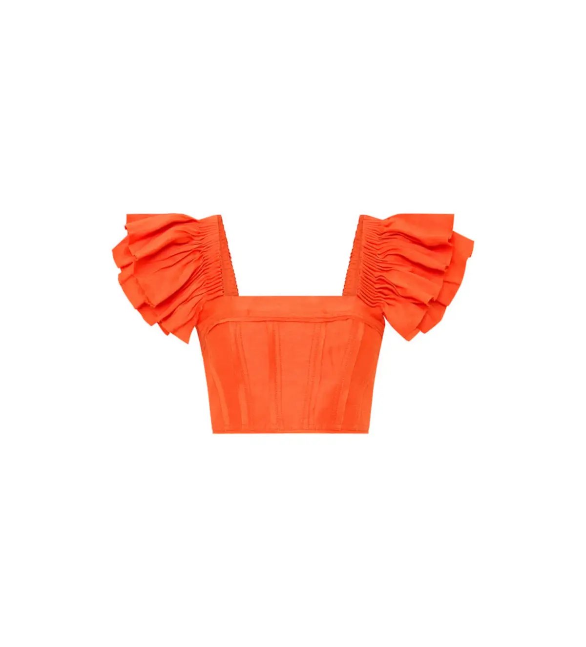 Aje Imagination Frill Sleeve Top Orange Size 14 & Yves Midi Skirt Size 12 photo 6