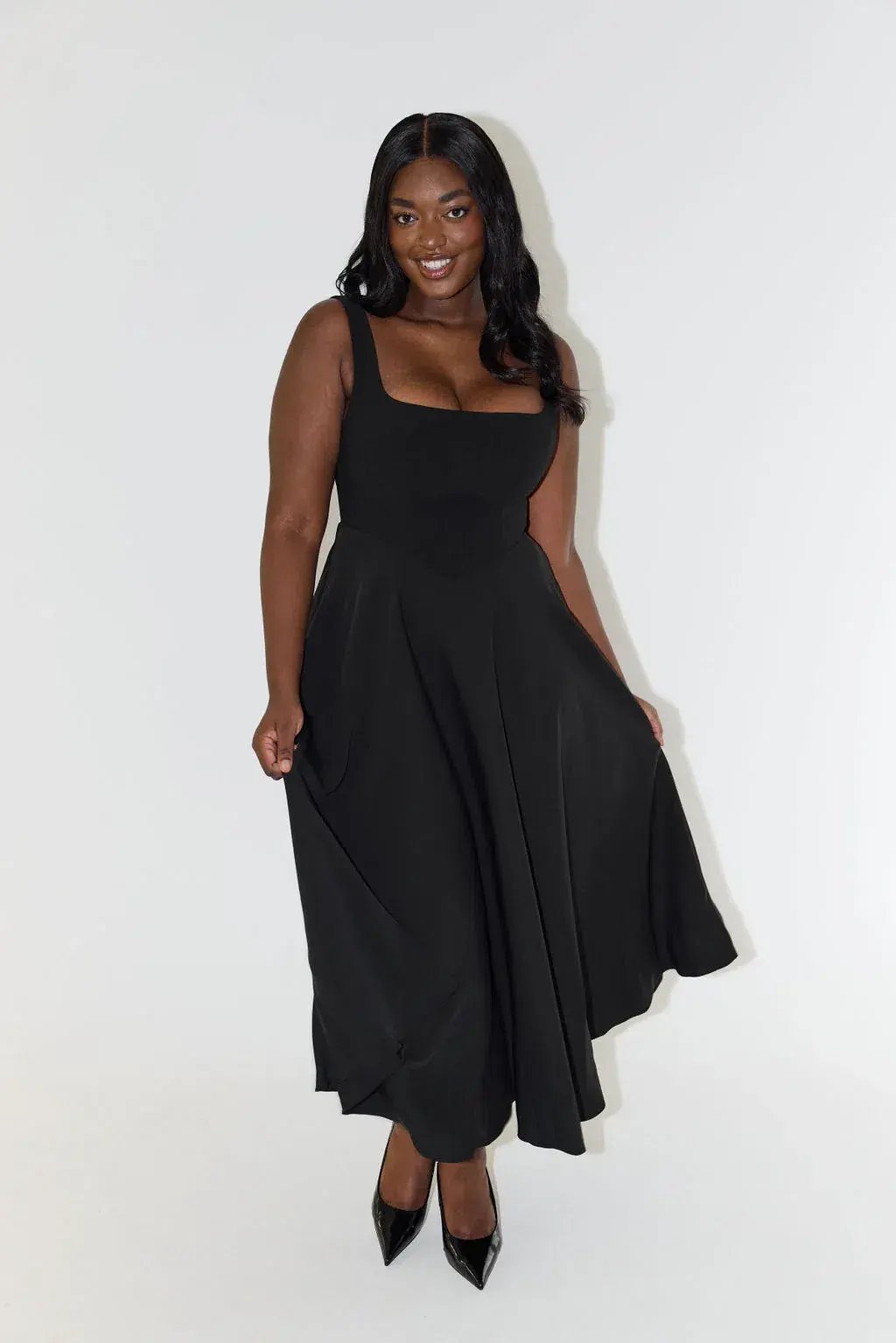 Odd Muse The Ultimate Muse High Waist Square Neck Midi Dress Black Size L / AU 12 photo 6
