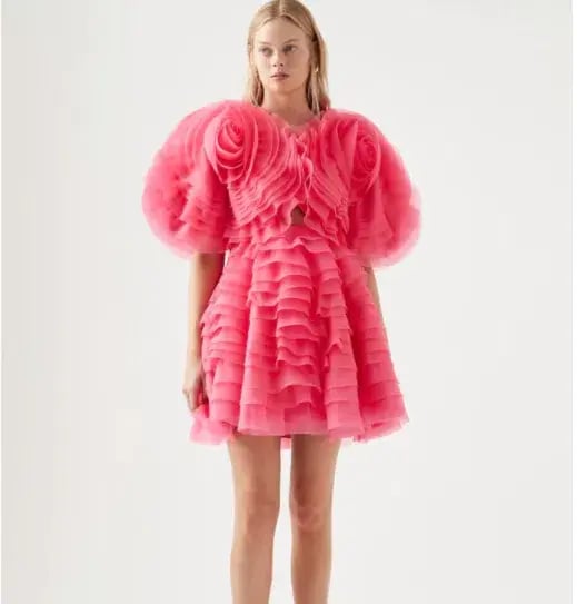 Aje Amour Ruffle Mini Dress Pink Size 10 photo 2