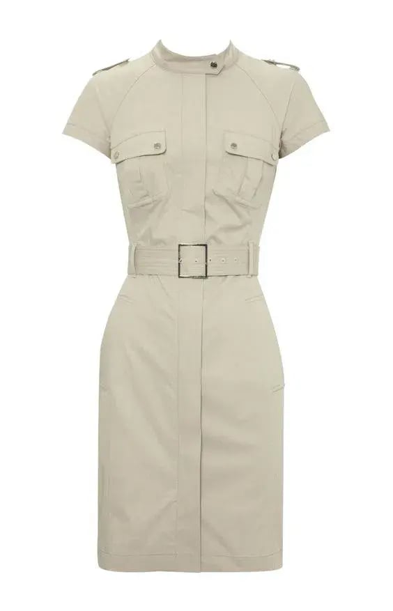 Karen Millen Tailored Safari Dress Cream Size 12 photo 2