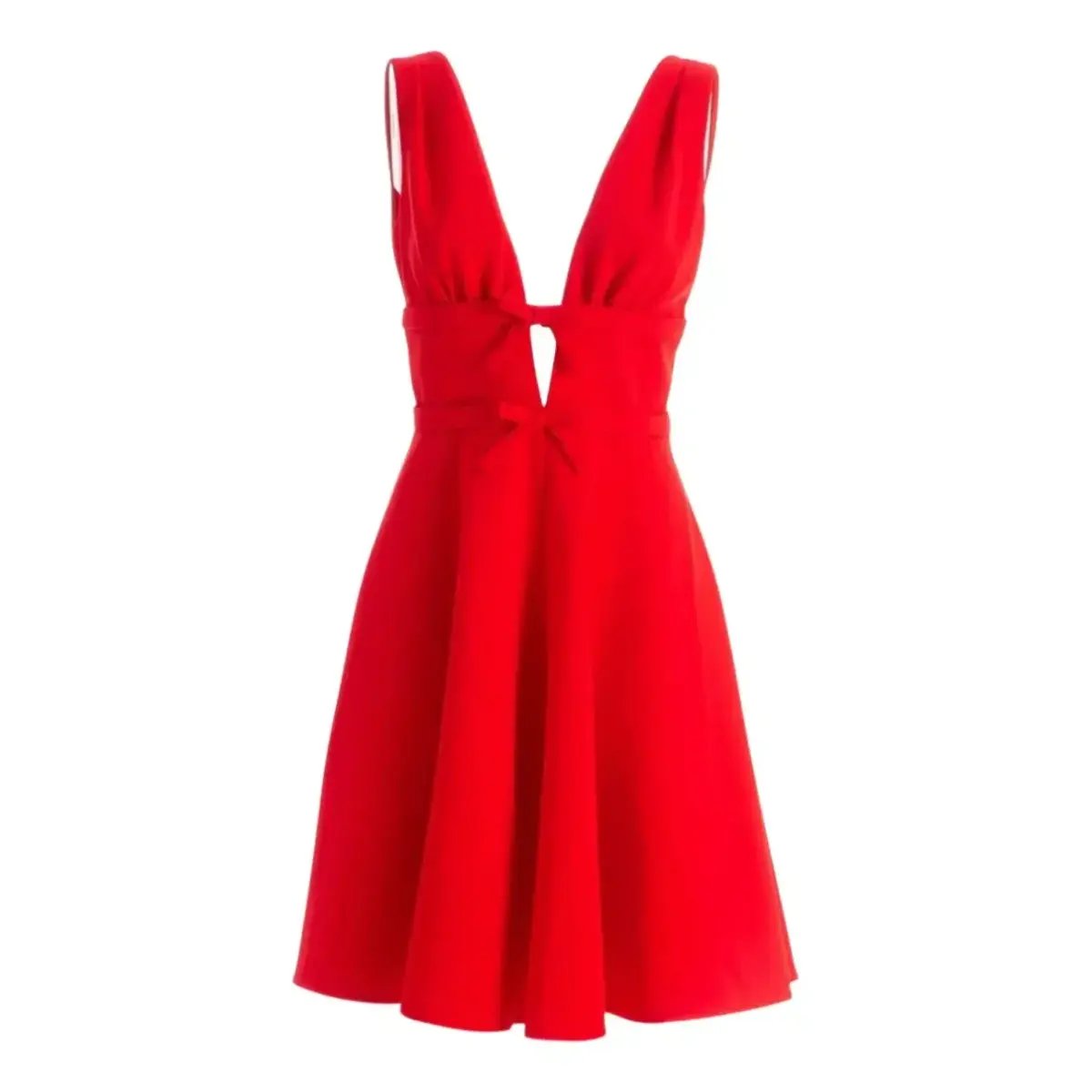 Miu Miu Bow Embellished Cady Crepe Dress Red Size AU 8 photo 2