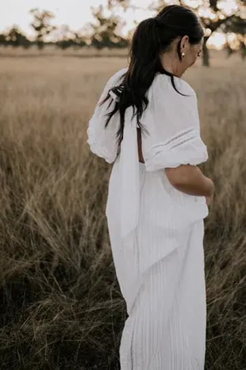 Joslin Studio Julianna Linen Ramie Maxi Dress Optical White Size 8 photo 7