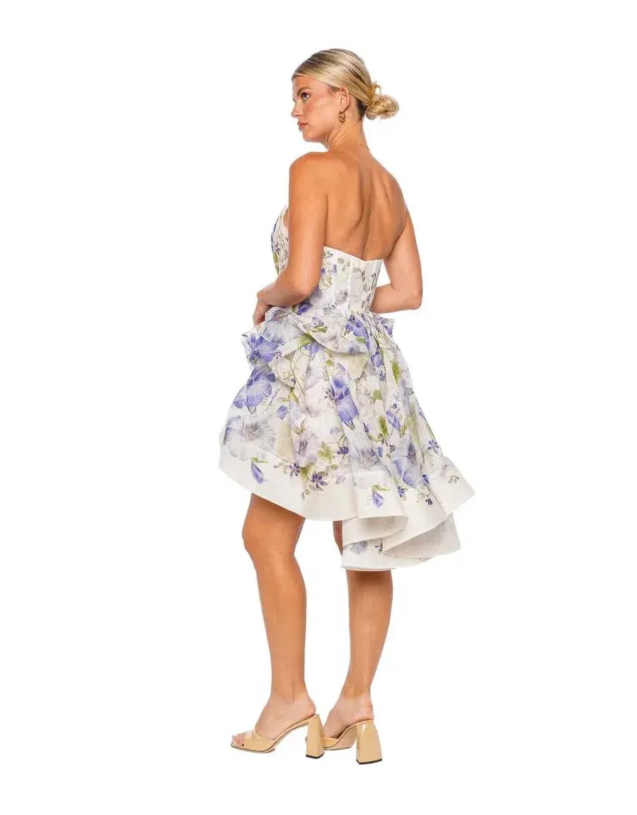 Zimmermann Natura Draped Mini Dress in Blue Floral Size 1/AU 10 photo 3
