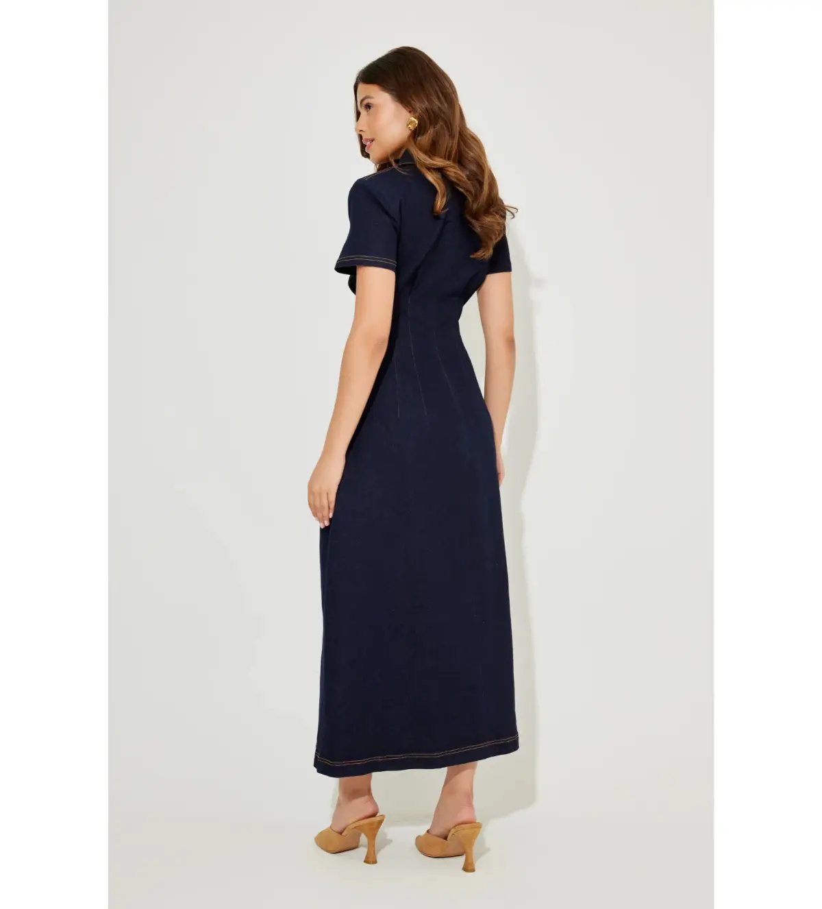 Odd Muse The Ultimate Muse Collared Midi Dress Indigo Blue  Size L / AU 10 photo 3
