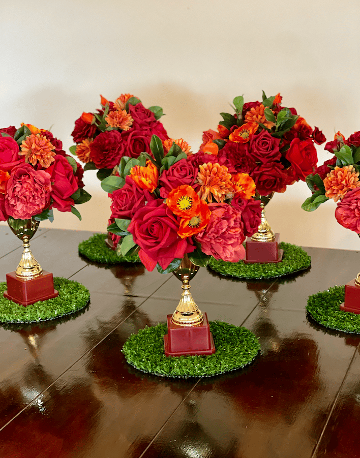 Melbourne Cup Trophy Centrepieces – with custom faux florals photo 3