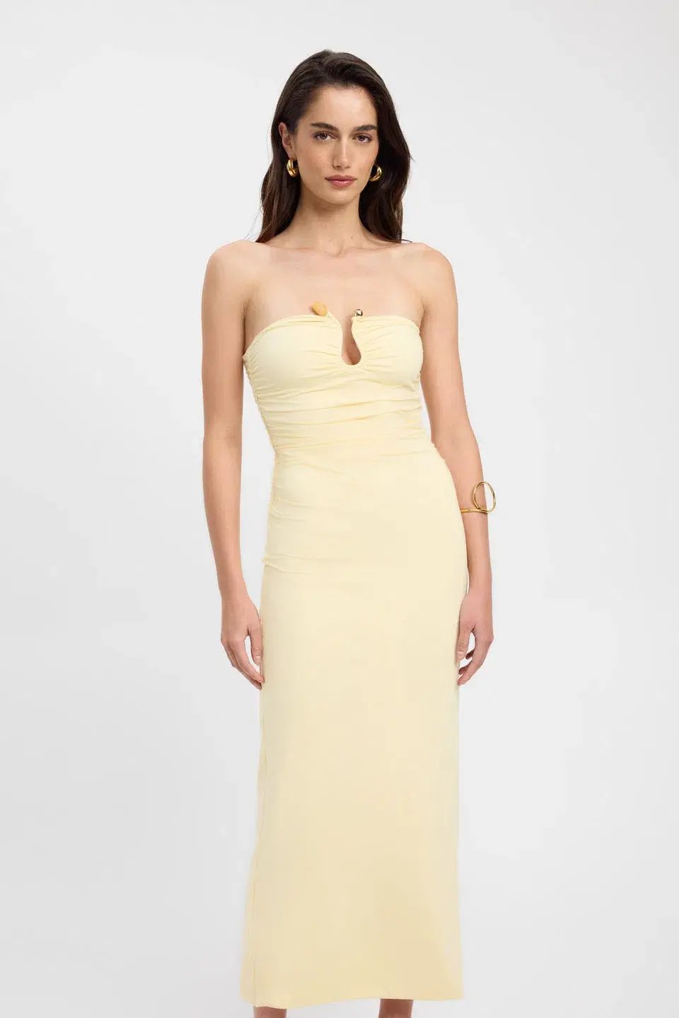 Kookai Tayla Trim Maxi Dress Yellow Size 8 photo 2