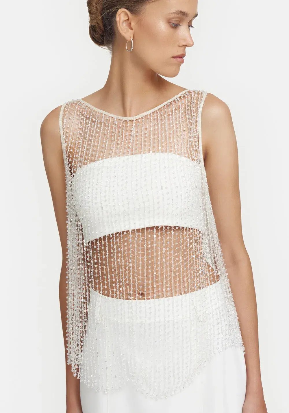 Viktoria & Woods Gravity Top Beaded White/Clear Size M/ AU 10 photo 2