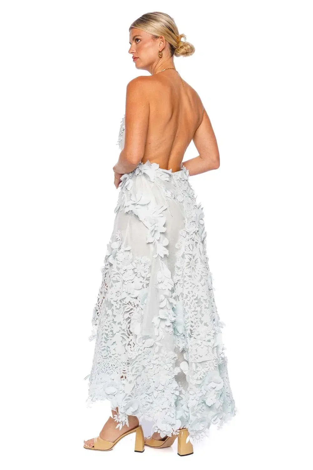 Zimmermann The Natura Lasercut Halter Dress in Mint Size 0 / AU 8 photo 4