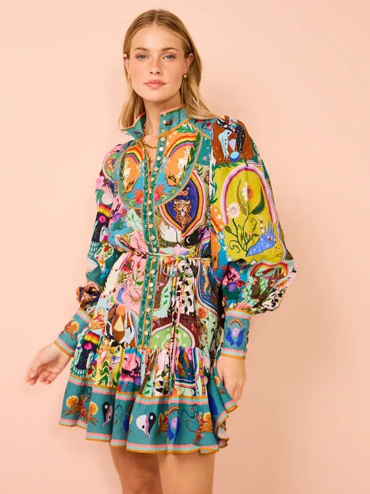 Alemais Evergreen Mini Dress In Multi Print Size 10 photo 2