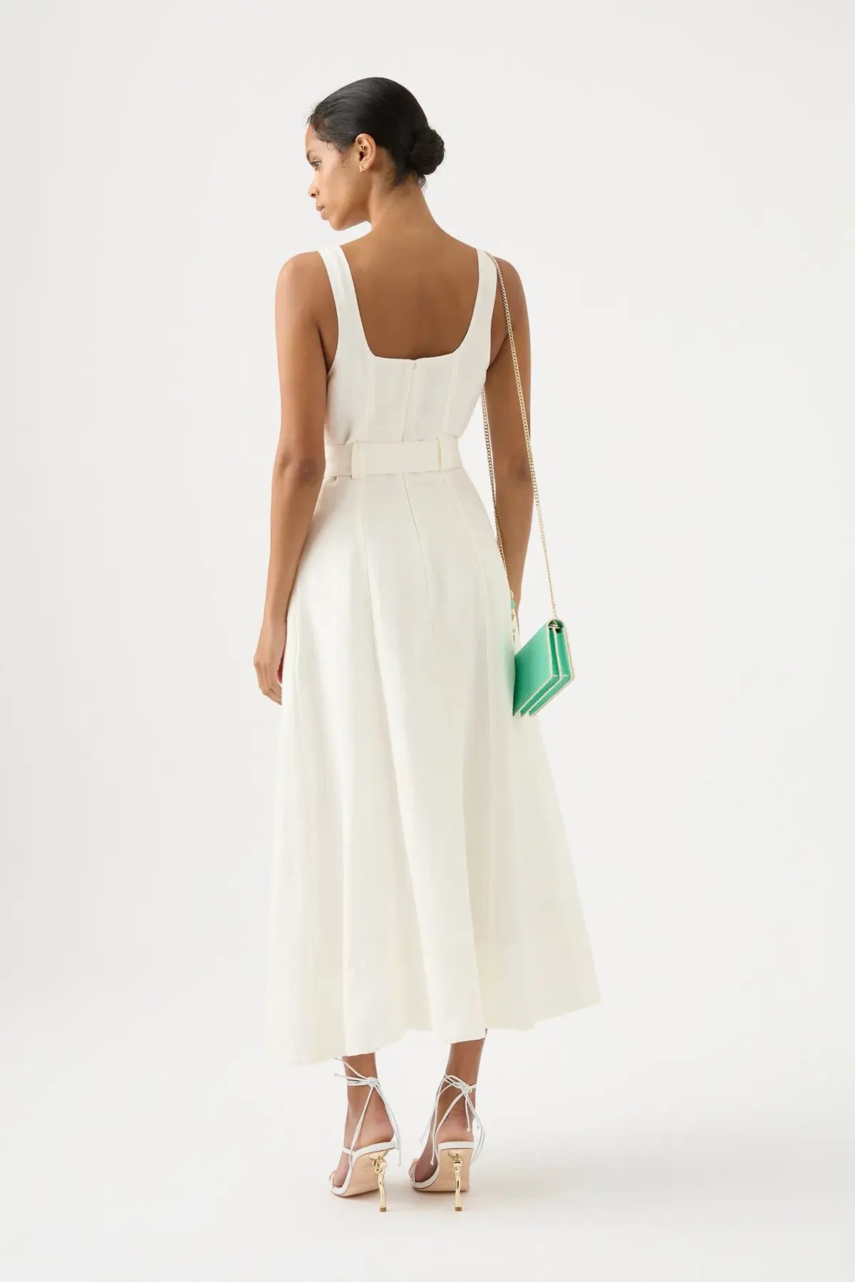 Aje Clay Belted Midi Dress White Size 12 photo 3