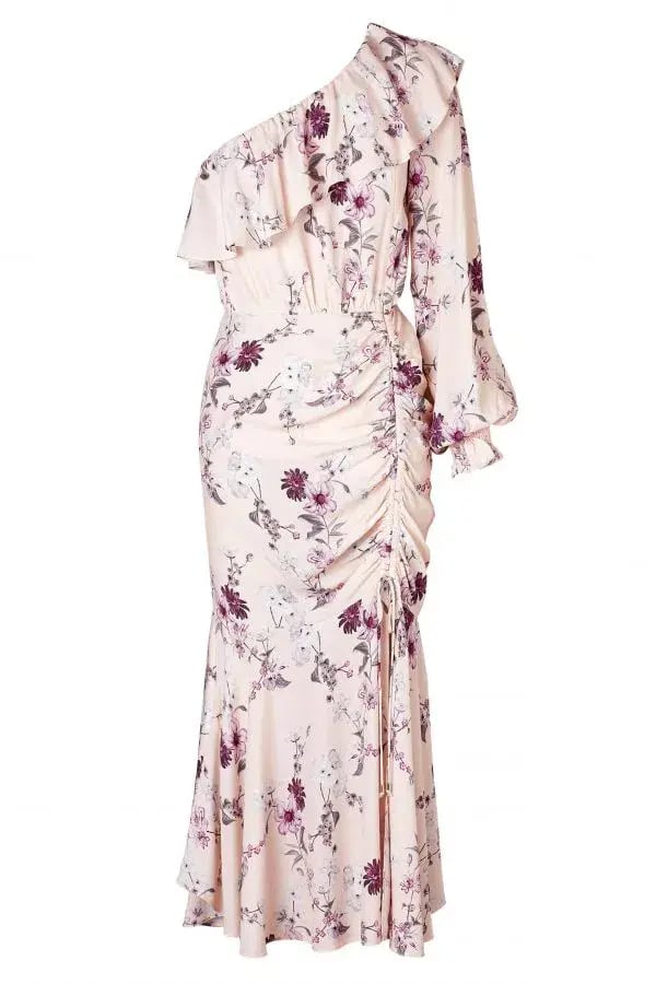 Steele Dahlia One Shoulder Dress Pink Floral Size 6 photo 5