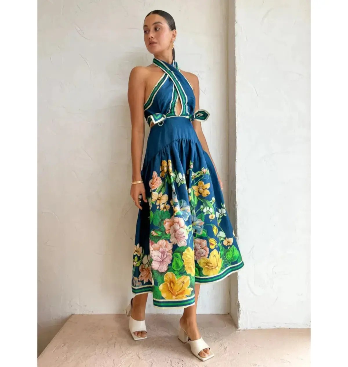 Alemais Lyla Halter Midi Dress Royal Blue Size AU 10 photo 2