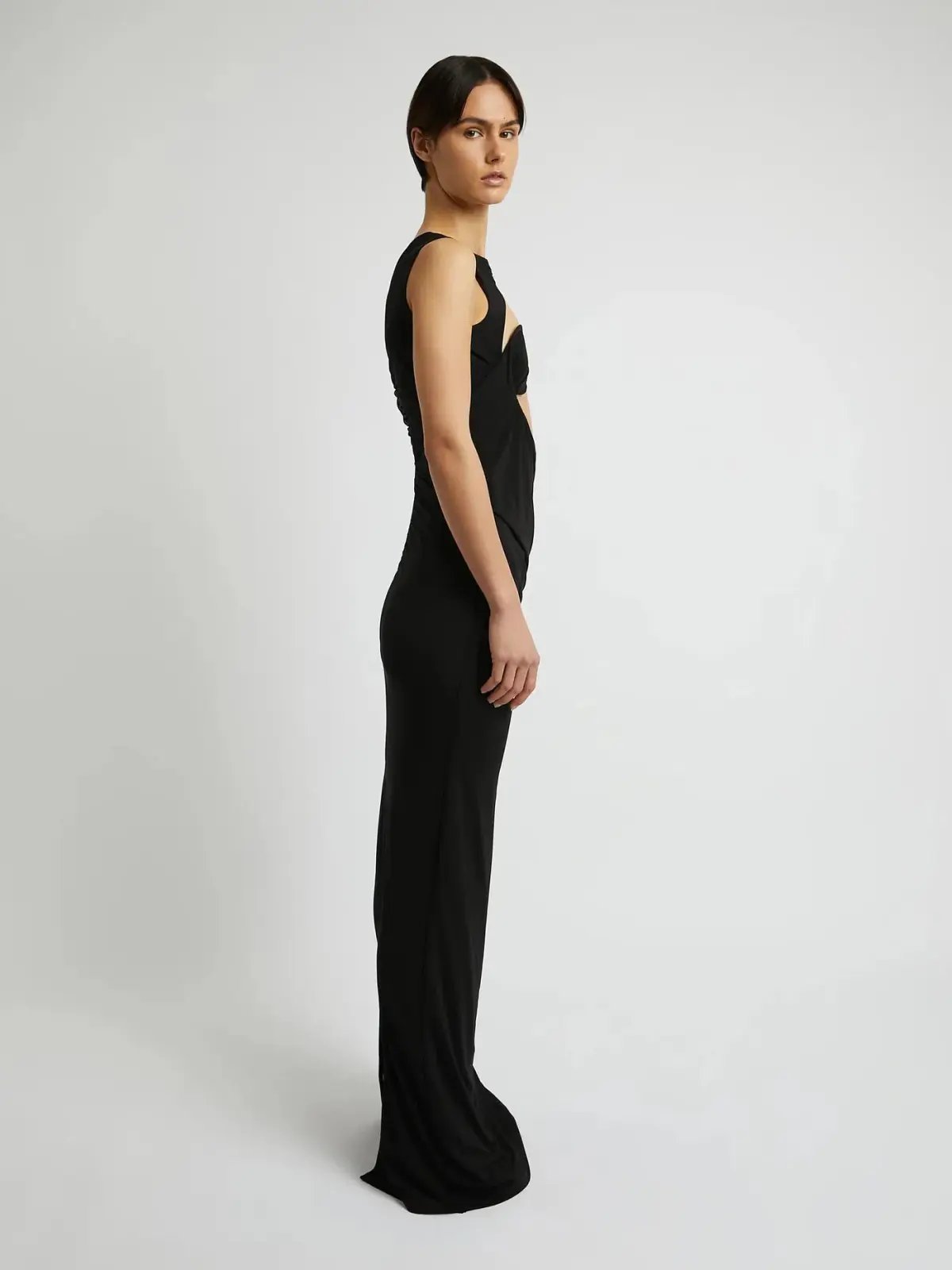 Christopher Esber Zephyr Wired Open Front Maxi Dress in Black Size 6 photo 4