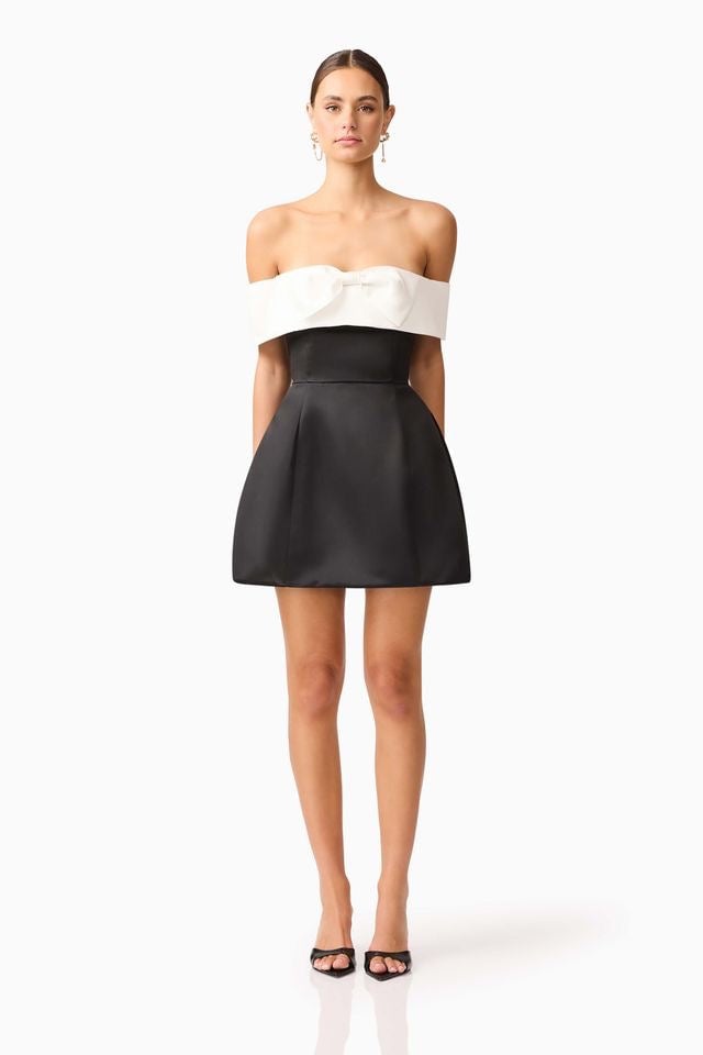 Elliatt Sorrel Off Shoulder Mini Dress - Black White photo 2