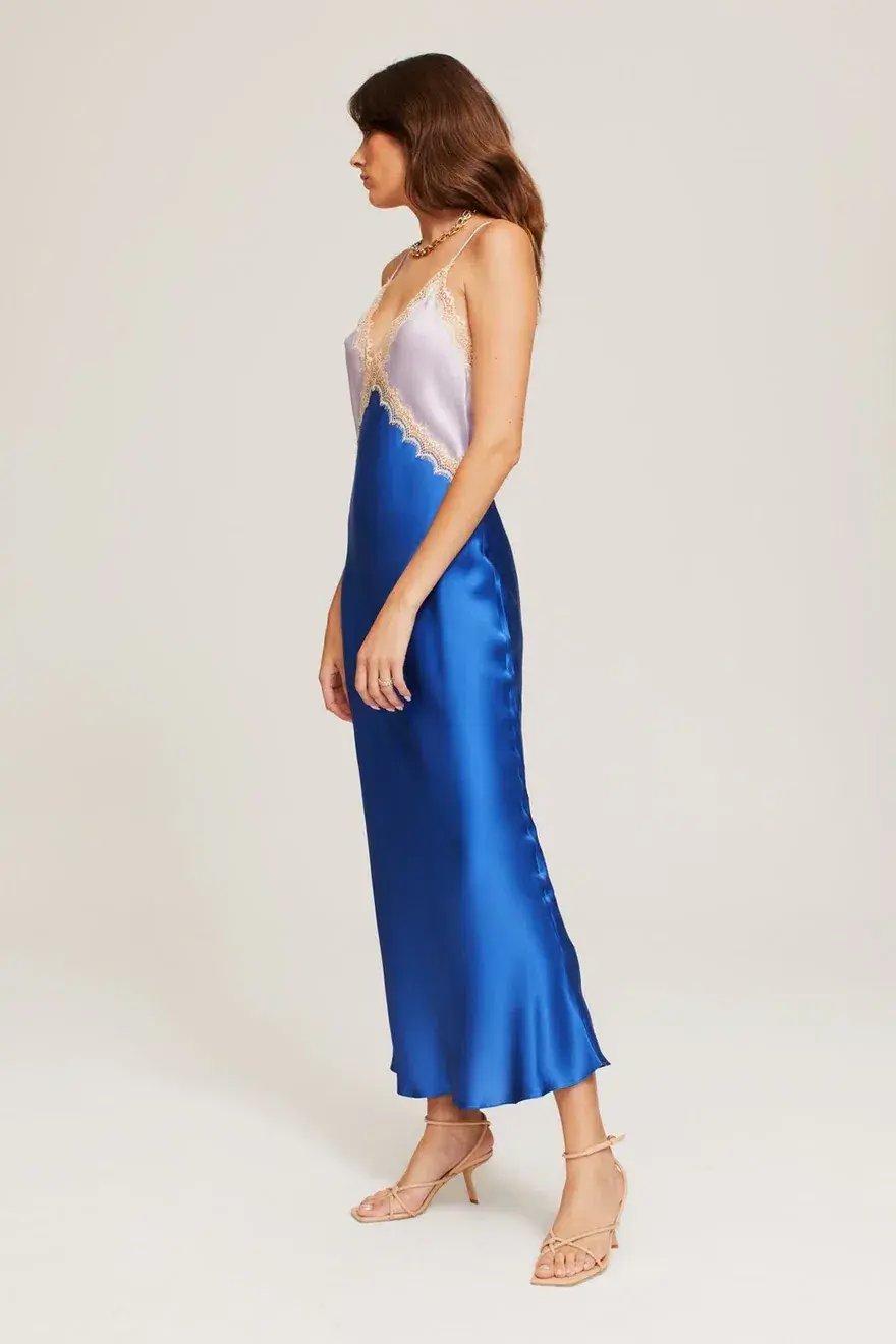 Ginia Sadie Silk Dress In Lilac/Lapis Size XS photo 3