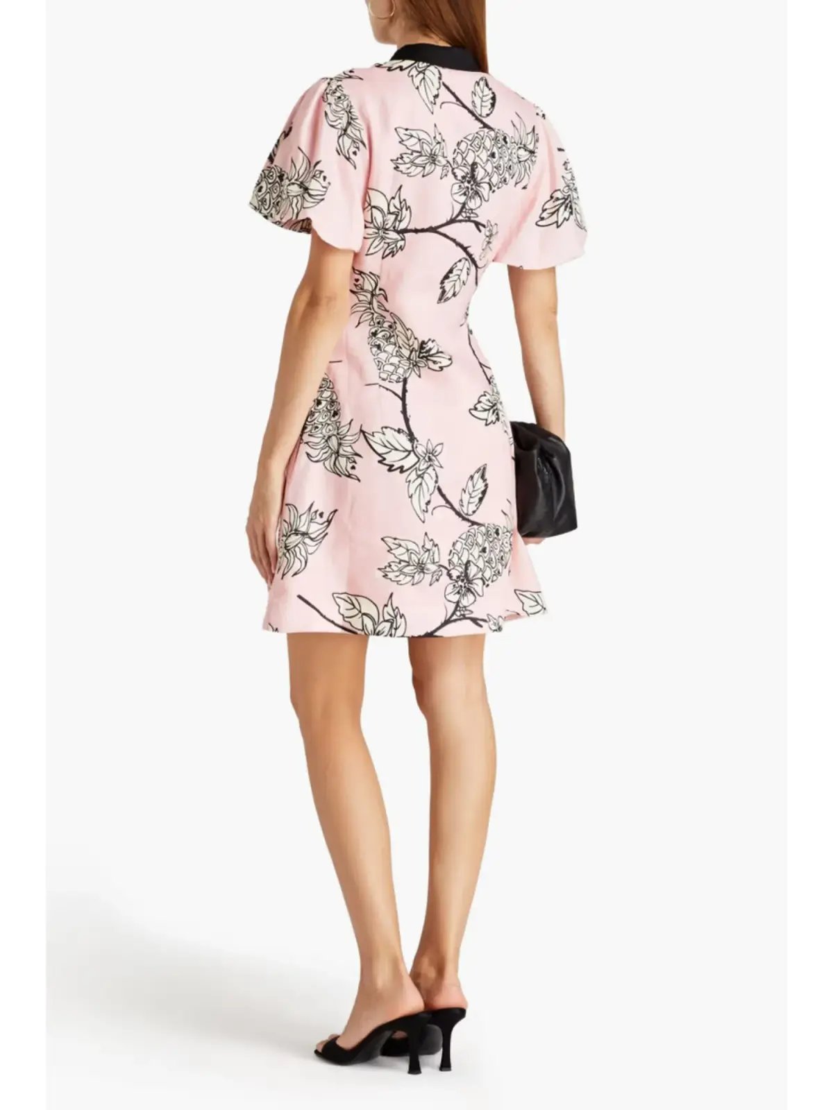 Leo Lin Pina Short Dress Printed Linen Mini Dress Pink Size AU 10 photo 2