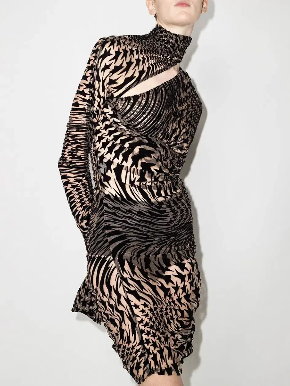 Mugler Star Print Cut-Out Dress Size S/Au 8 photo 4