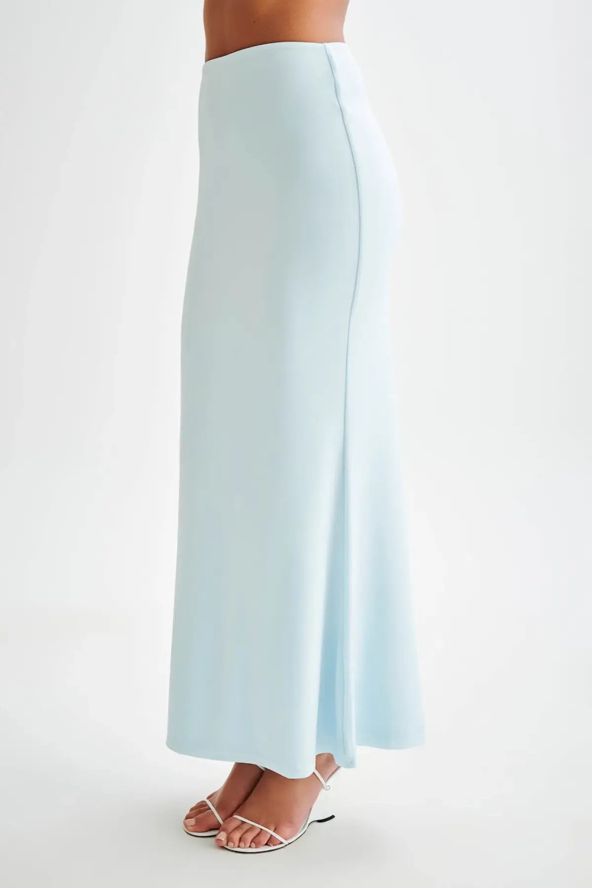 Meshki Winslet Strapless Slinky Longline Top and Bruna Slinky Fishtail Skirt Set in Sky Blue Size S / AU 8 photo 5