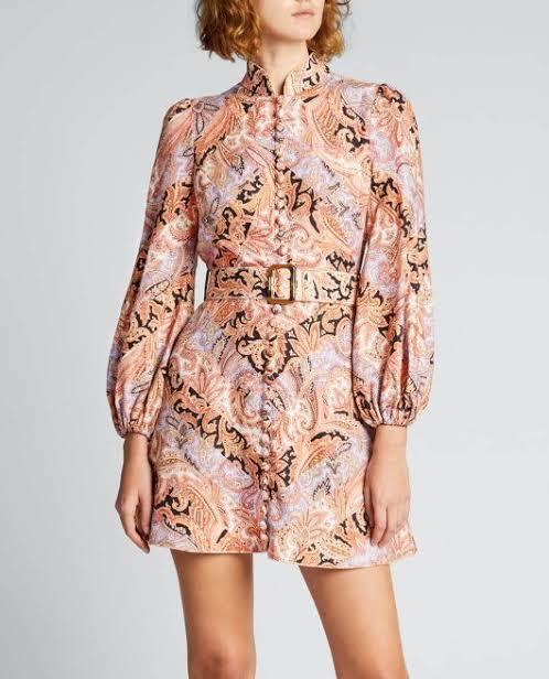 Zimmermann Botanica Chevron Mini Dress Chevron Paisley Size 6 photo 5