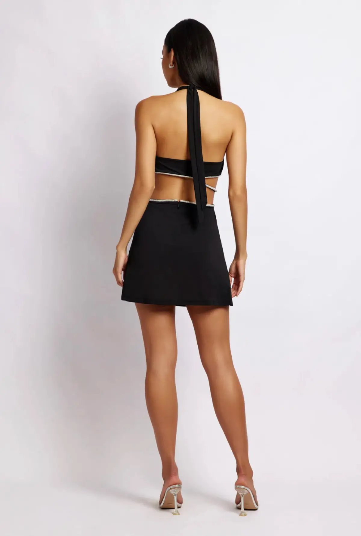Meshki Nicha Halter Mini Dress With Cut Outs Black Size 6 photo 2