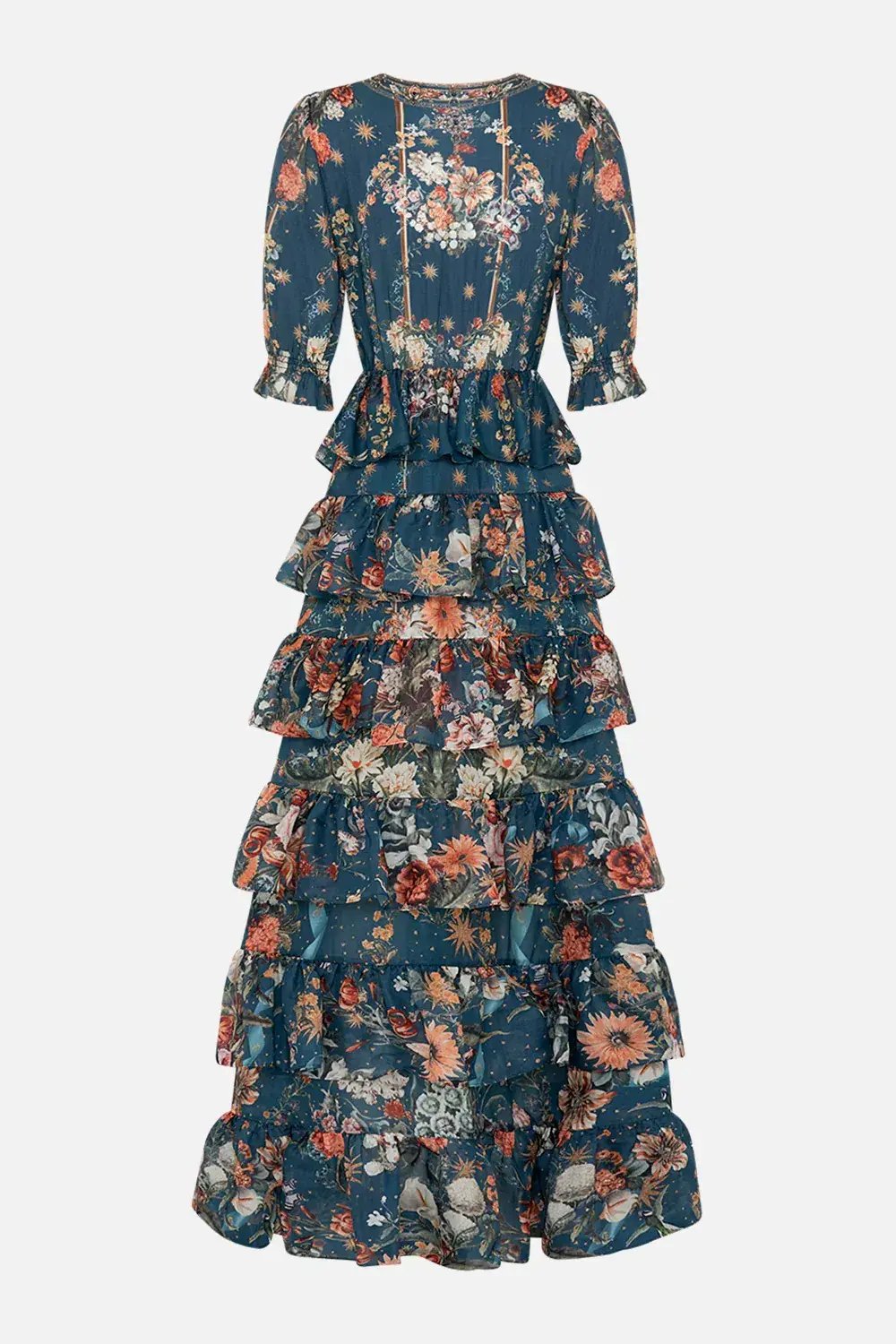Camilla She Who Wears the Crown Puff Sleeve Tiered Long Dress Floral Size S (AU 10) photo 9