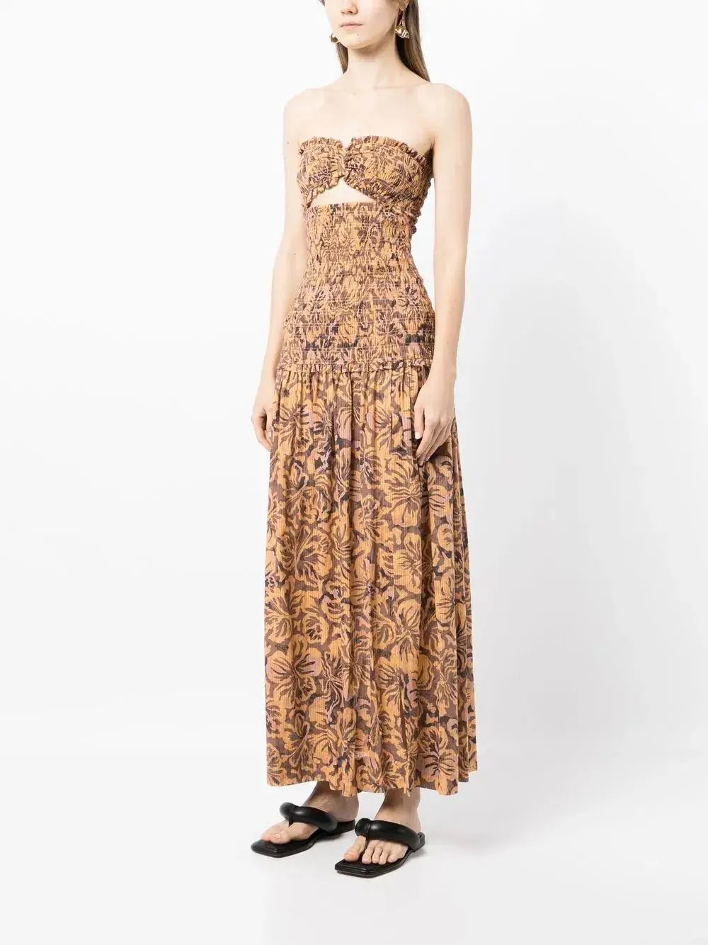 Bec & Bridge Samara Strapless Shirred Maxi Dress Floral Size 8 photo 2