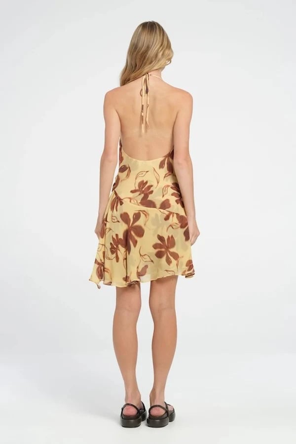 BENNI HARLOW HALTER MINI DRESS - BUTTER FLORAL photo 4