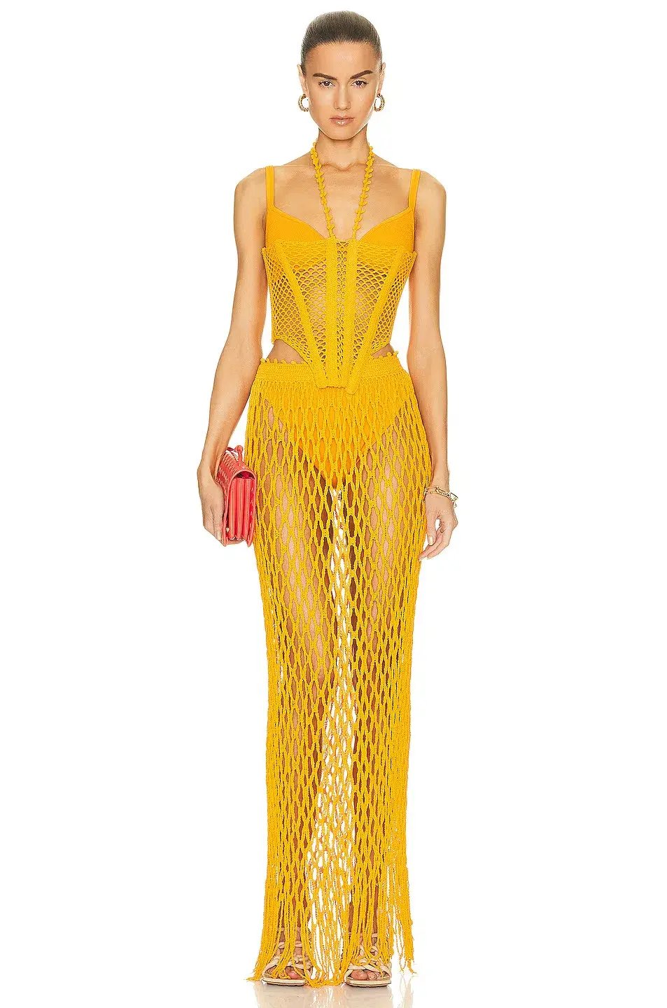 Dion Lee Coral Crochet Corset in Amber Orange Size AU 4 photo 4