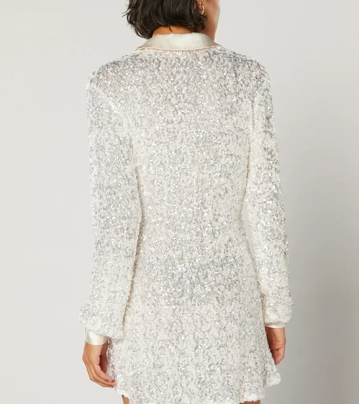 Winona Arissa Wrap Shirt Dress White Sequin Size 8 photo 3