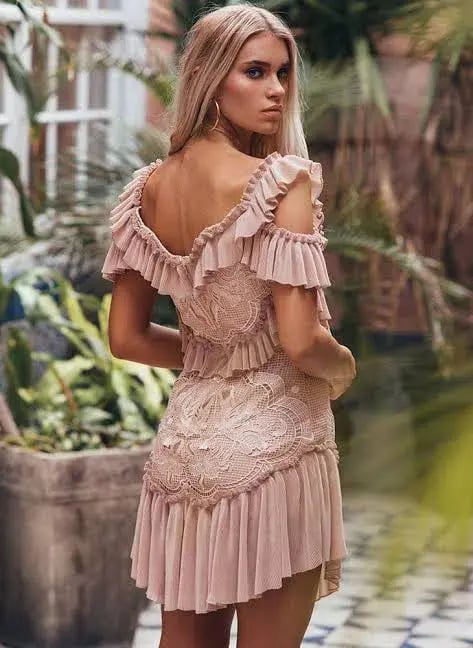 Alice McCall Lovebirds Mini Dress Dusty Pink Size 6 photo 2